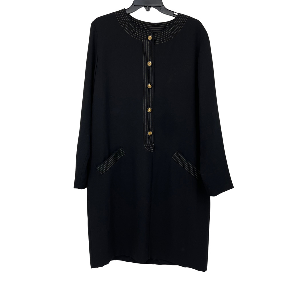 EVAN PICONE BLACK WITH GOLD BUTTONS DRESS SIZE 14